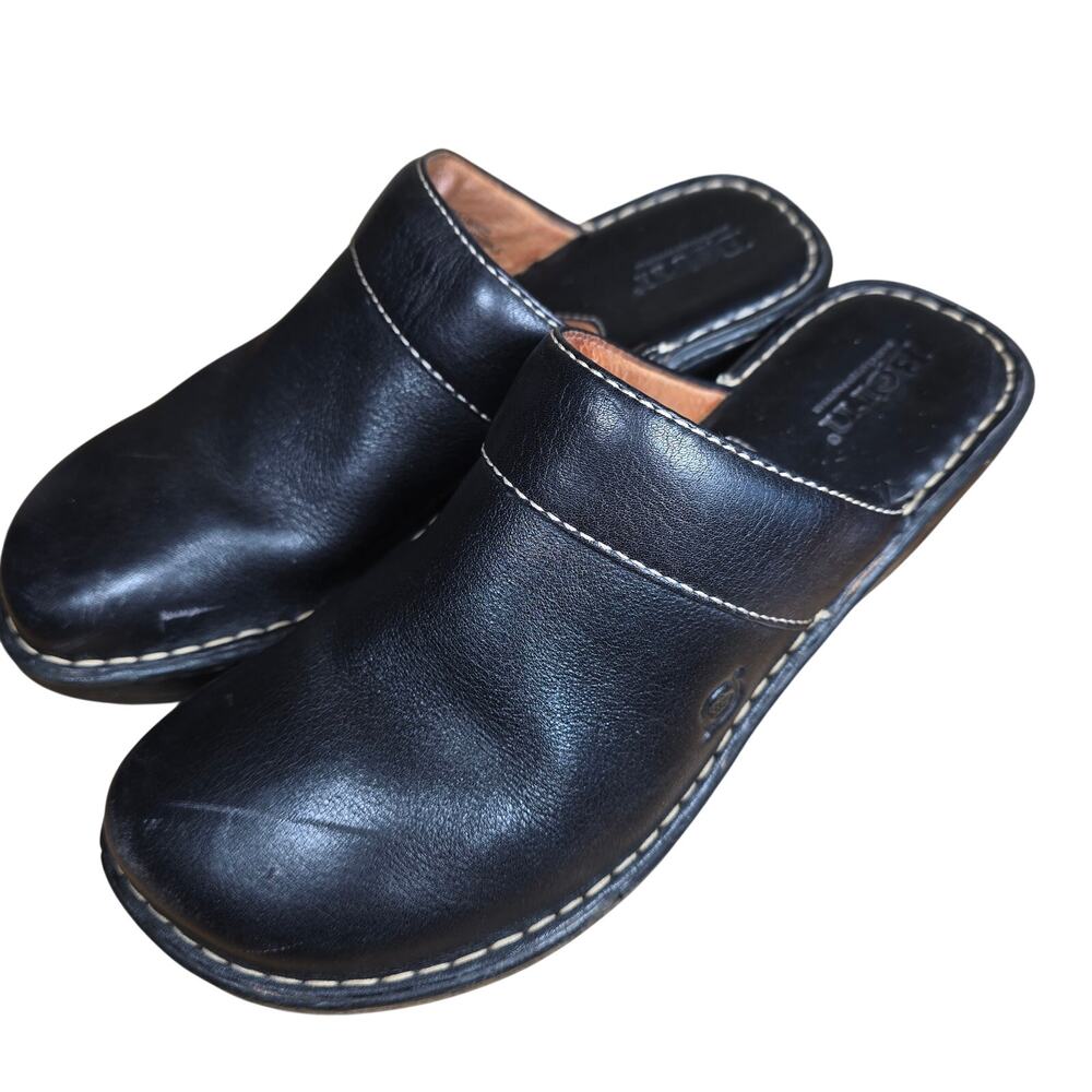 Born Black Leather Mules Women's Size 8 Great Condition Leather insoles - Picture 2 of 7